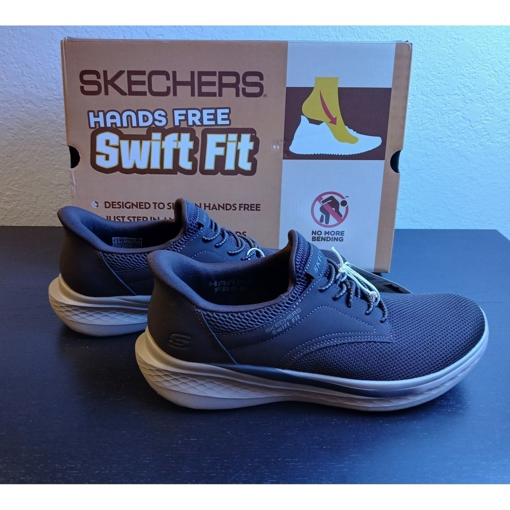 Skechers Hands Free Swift Fit Mens Brown Slip On Sneakers 182006 Size 13 NEW